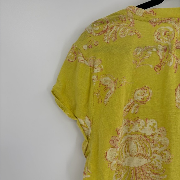 Anthropologie pilcro Yellow Floral springtime Short Sleeve Tee size large - Picture 9 of 15